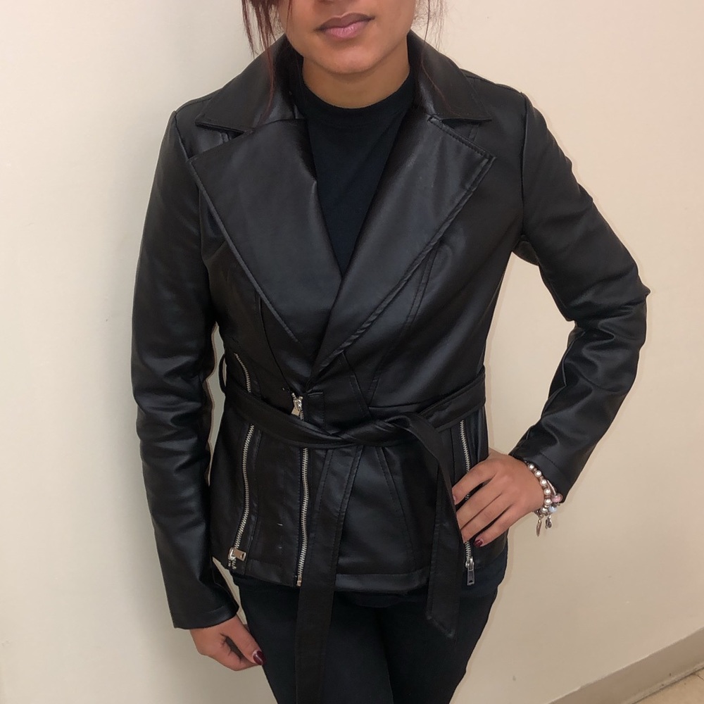 Leather biker jacket